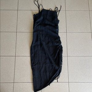 H&M Black Asymmetrical Ruched Bodycon Dress